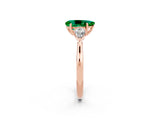 Rose gold Three-Stone Pear Cut Emerald Ring with Pear  Side Stones in Four-Prong Setting_38