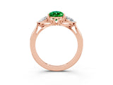 Rose gold Three-Stone Pear Cut Emerald Ring with Pear  Side Stones in Four-Prong Setting_39