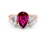 Rose gold Three-Stone Pear Cut Garnet Braided Band Ring with Four-Prong Setting_12