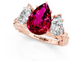 Rose gold Three-Stone Pear Cut Garnet Braided Band Ring with Four-Prong Setting_13