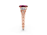 Rose gold Three-Stone Pear Cut Garnet Braided Band Ring with Four-Prong Setting_14