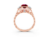 Rose gold Three-Stone Pear Cut Garnet Braided Band Ring with Four-Prong Setting_15