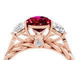 Rose gold Three-Stone Pear Cut Garnet Braided Band Ring with Four-Prong Setting_16
