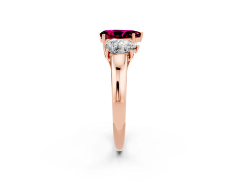 Rose gold Three-Stone Pear Cut Garnet Engagement Ring with Prong Setting_2