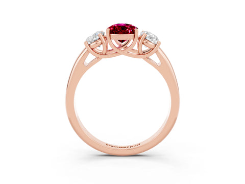 Rose gold Three-Stone Pear Cut Garnet Engagement Ring with Prong Setting_3