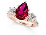Rose gold Three-Stone Pear Cut Garnet Pavé Band with Four-Prong Setting_1
