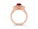 Rose gold Three-Stone Pear Cut Garnet Pavé Band with Four-Prong Setting_3