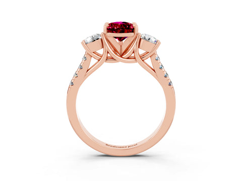 Rose gold Three-Stone Pear Cut Garnet Pavé Band with Four-Prong Setting_3
