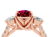 Rose gold Three-Stone Pear Cut Garnet Pavé Band with Four-Prong Setting_4