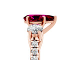 Rose gold Three-Stone Pear Cut Garnet Pavé Band with Four-Prong Setting_5