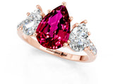 Rose gold Three-Stone Pear Cut Garnet Ring with Pavé Band and Prong Setting_13