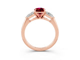 Rose gold Three-Stone Pear Cut Garnet Ring with Pear Side Stones and Four-Prong Setting_3
