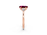 Rose gold Three-Stone Pear Cut Garnet Ring with Pear  Side Stones in Four-Prong Setting_14