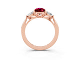 Rose gold Three-Stone Pear Cut Garnet Ring with Pear  Side Stones in Four-Prong Setting_15