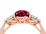 Rose gold Three-Stone Pear Cut Garnet Ring with Pear  Side Stones in Four-Prong Setting_16