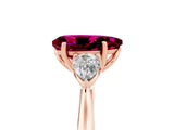 Rose gold Three-Stone Pear Cut Garnet Ring with Pear  Side Stones in Four-Prong Setting_17