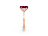 Rose gold Three-Stone Pear Cut Garnet Ring with Pear  Side Stones in Four-Prong Setting_38