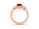 Rose gold Three-Stone Pear Cut Garnet Ring with Pear  Side Stones in Four-Prong Setting_39