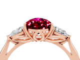 Rose gold Three-Stone Pear Cut Garnet Ring with Pear  Side Stones in Four-Prong Setting_40