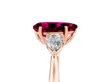 Rose gold Three-Stone Pear Cut Garnet Ring with Pear  Side Stones in Four-Prong Setting_41