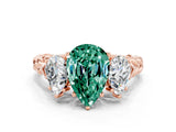 Rose gold Three-Stone Pear Cut Green Sapphire Braided Band Ring with Four-Prong Setting_12