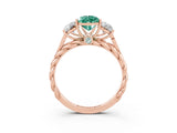 Rose gold Three-Stone Pear Cut Green Sapphire Braided Band Ring with Four-Prong Setting_15