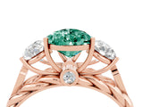 Rose gold Three-Stone Pear Cut Green Sapphire Braided Band Ring with Four-Prong Setting_16