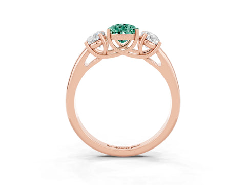 Rose gold Three-Stone Pear Cut Green Sapphire Engagement Ring with Prong Setting_3
