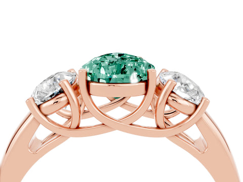 Rose gold Three-Stone Pear Cut Green Sapphire Engagement Ring with Prong Setting_4