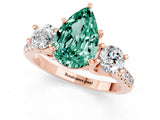 Rose gold Three-Stone Pear Cut Green Sapphire Pavé Band with Four-Prong Setting_1
