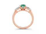 Rose gold Three-Stone Pear Cut Green Sapphire Ring with Pear Side Stones and Four-Prong Setting_3