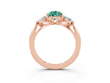 Rose gold Three-Stone Pear Cut Green Sapphire Ring with Pear  Side Stones in Four-Prong Setting_15
