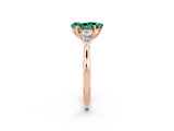 Rose gold Three-Stone Pear Cut Green Sapphire Ring with Pear  Side Stones in Four-Prong Setting_38
