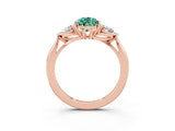 Rose gold Three-Stone Pear Cut Green Sapphire Ring with Pear  Side Stones in Four-Prong Setting_39
