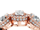 Rose gold Three-Stone Pear Cut Halo Diamond Milgrain Band with Four-Prong Setting_7