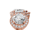 Rose gold Three-Stone Pear Cut Halo Diamond Milgrain Band with Four-Prong Setting_8