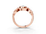 Rose gold Three-Stone Pear Cut Halo Pavé Diamond Ring_6