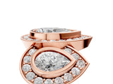 Rose gold Three-Stone Pear Cut Halo Pavé Diamond Ring_8