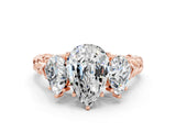 Rose gold Three-Stone Pear Cut Moissanite Braided Band Ring with Four-Prong Setting_12