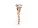 Rose gold Three-Stone Pear Cut Moissanite Braided Band Ring with Four-Prong Setting_14