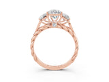 Rose gold Three-Stone Pear Cut Moissanite Braided Band Ring with Four-Prong Setting_15