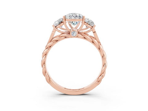 Rose gold Three-Stone Pear Cut Moissanite Braided Band Ring with Four-Prong Setting_15