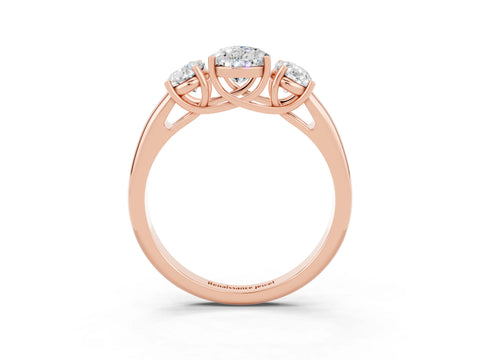 Rose gold Three-Stone Pear Cut Moissanite Engagement Ring with Prong Setting_3