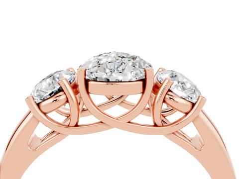 Rose gold Three-Stone Pear Cut Moissanite Engagement Ring with Prong Setting_4
