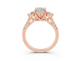 Rose gold Three-Stone Pear Cut Moissanite Pavé Band with Four-Prong Setting_3