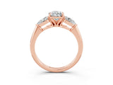 Rose gold Three-Stone Pear Cut Moissanite Ring with Pear Side Stones and Four-Prong Setting_3