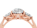 Rose gold Three-Stone Pear Cut Moissanite Ring with Pear  Side Stones in Four-Prong Setting_16
