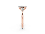 Rose gold Three-Stone Pear Cut Moissanite Ring with Pear  Side Stones in Four-Prong Setting_38