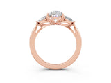 Rose gold Three-Stone Pear Cut Moissanite Ring with Pear  Side Stones in Four-Prong Setting_39