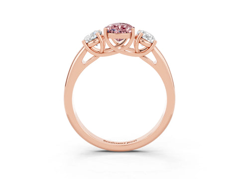 Rose gold Three-Stone Pear Cut Morganite Engagement Ring with Prong Setting_3